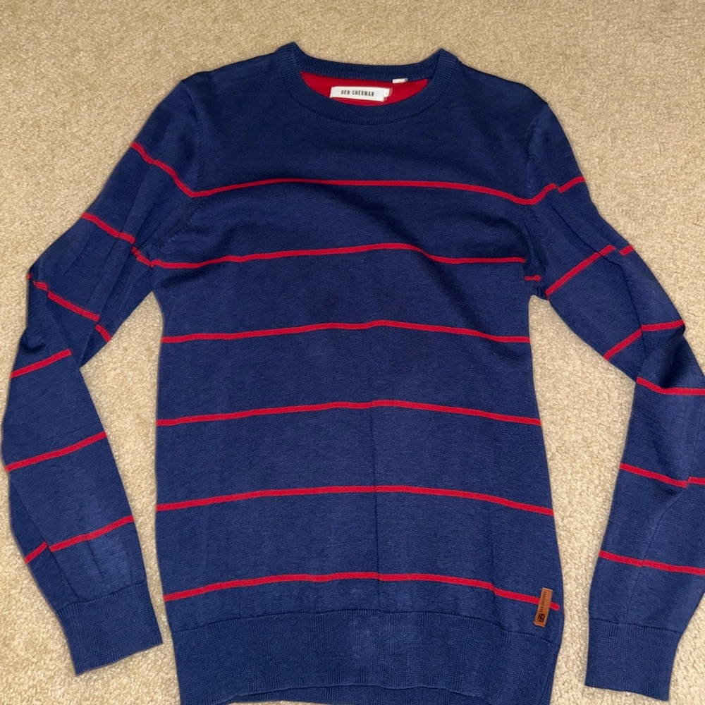 Ben Sherman Blue and Red Crewneck Sweater